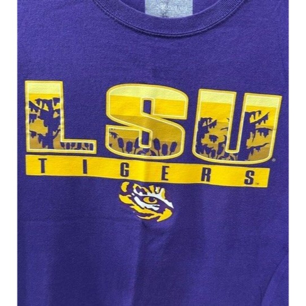 Mens LSU Tigers Block Letter T Shirt Sz Small Purple Officially Licensed